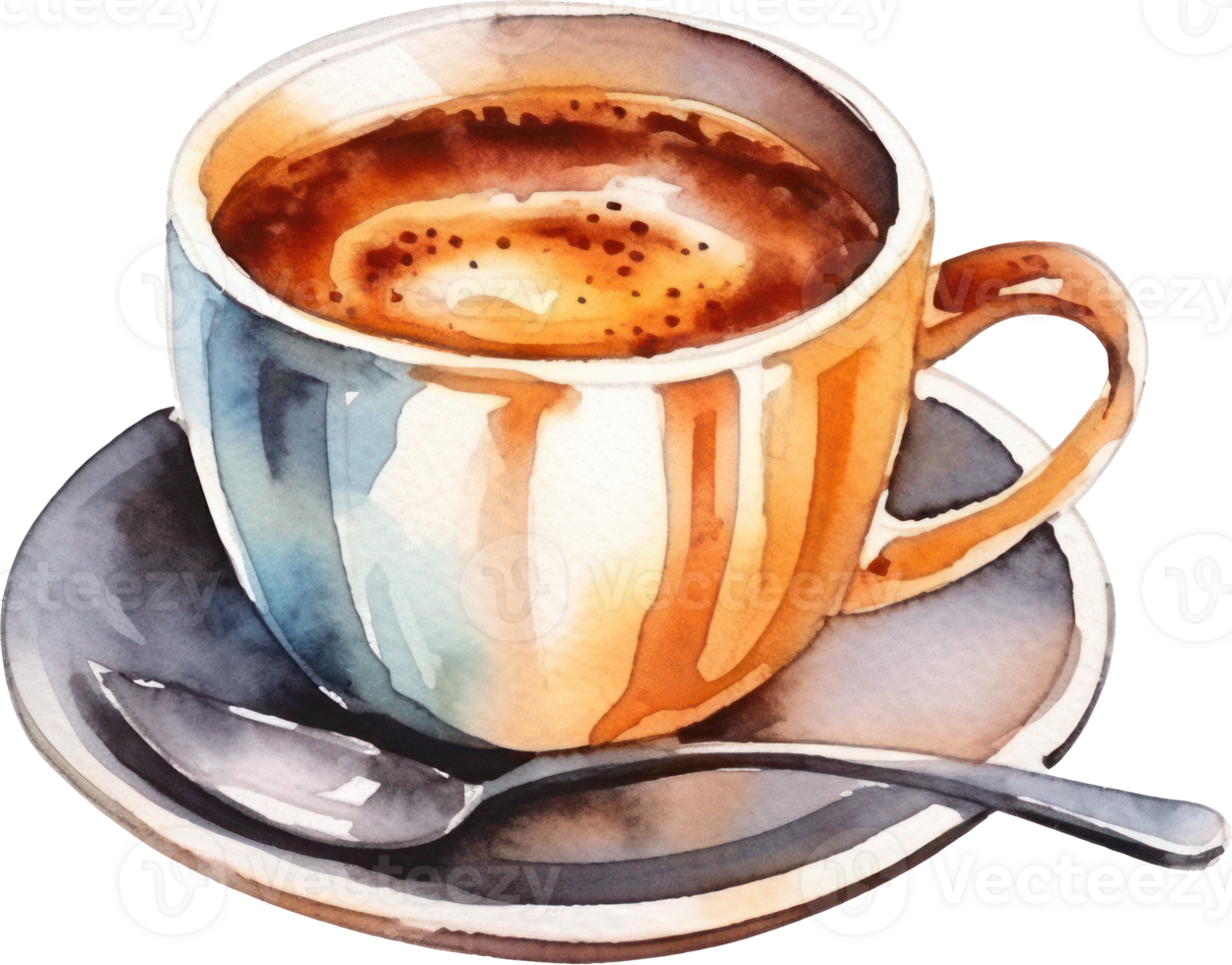 Cup of coffee watercolor illustration. png