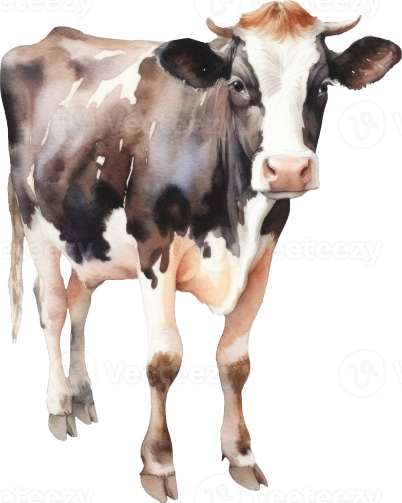 Cow Watercolor Illustration. AI Generated png