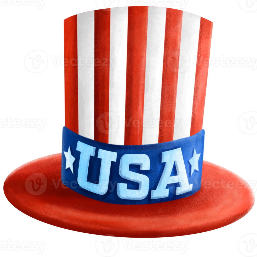 Uncle Sam USA Hat. Patriotic hat accessory png