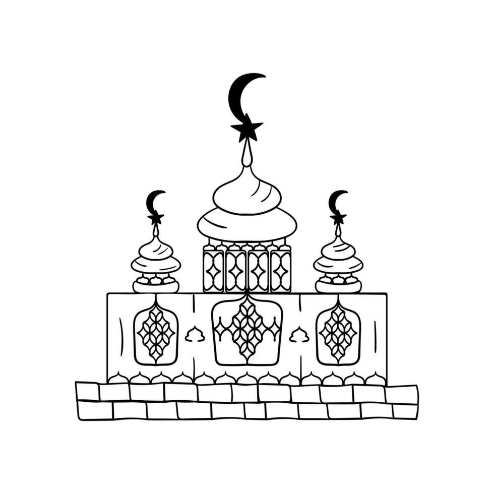 mano dibujado islámico santo día clipart. garabatear símbolo de islam - mezquita. aislado en blanco antecedentes. vector