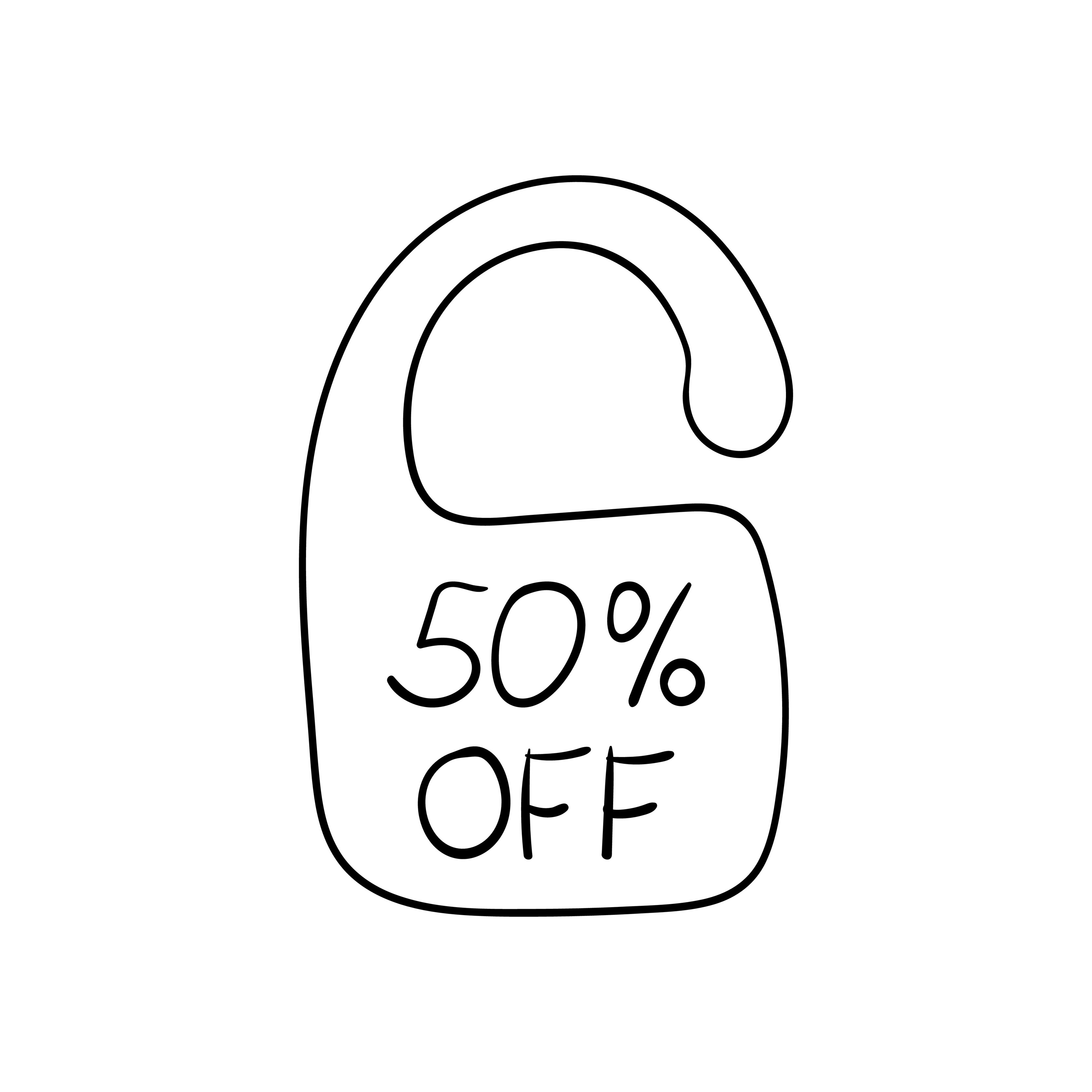 50 Percent Off sale price stickers for retail shop