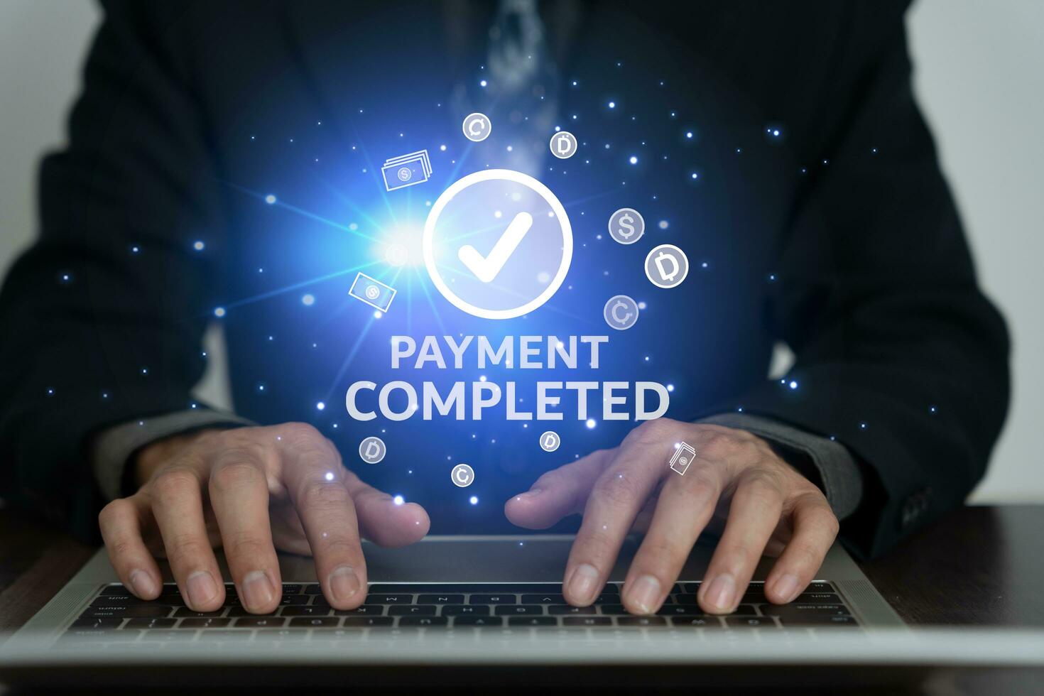 Pay online, QR codes to pay credit card bill after receiving document invoice online. payment, receive, paying electricity, digital payments, technology, scanning, financial transactions photo