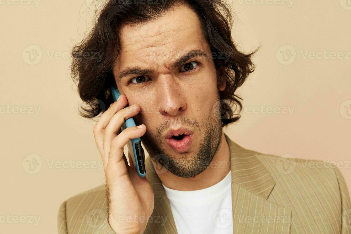 handsome man talking on the phone technologies Lifestyle unaltered photo