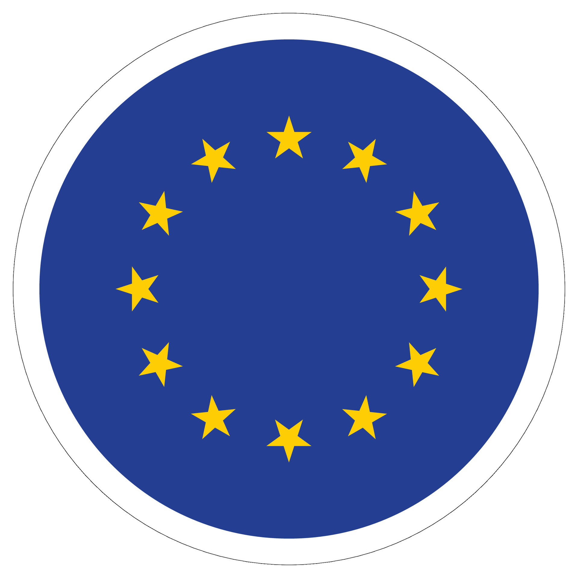 Flag of Europe circle shape. European Union. EU flag in round