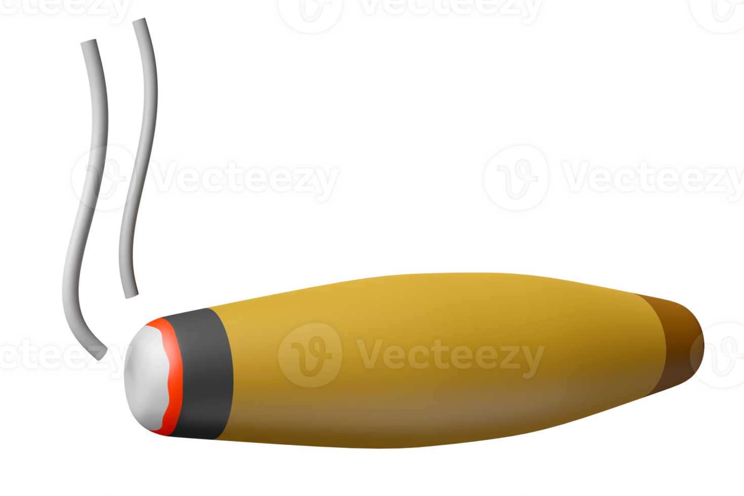 3d sigaar met roken geïsoleerd. 3d geven illustratie png