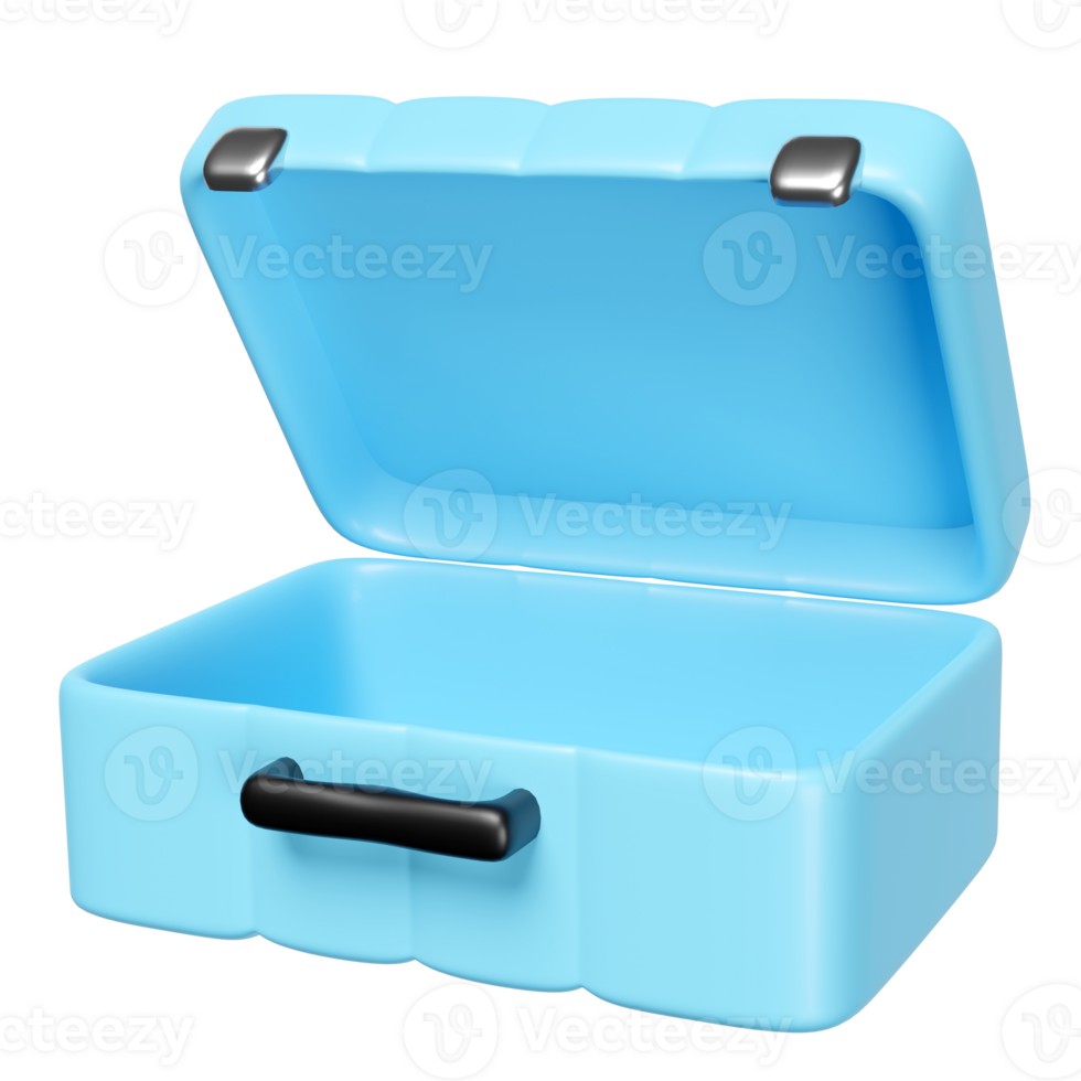 3d open suitcase empty isolated. png