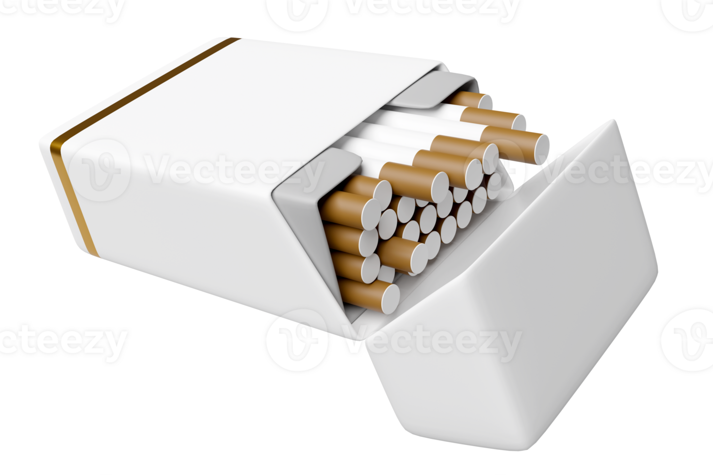 3d ouvert cigarette pack isolé. 3d rendre illustration png