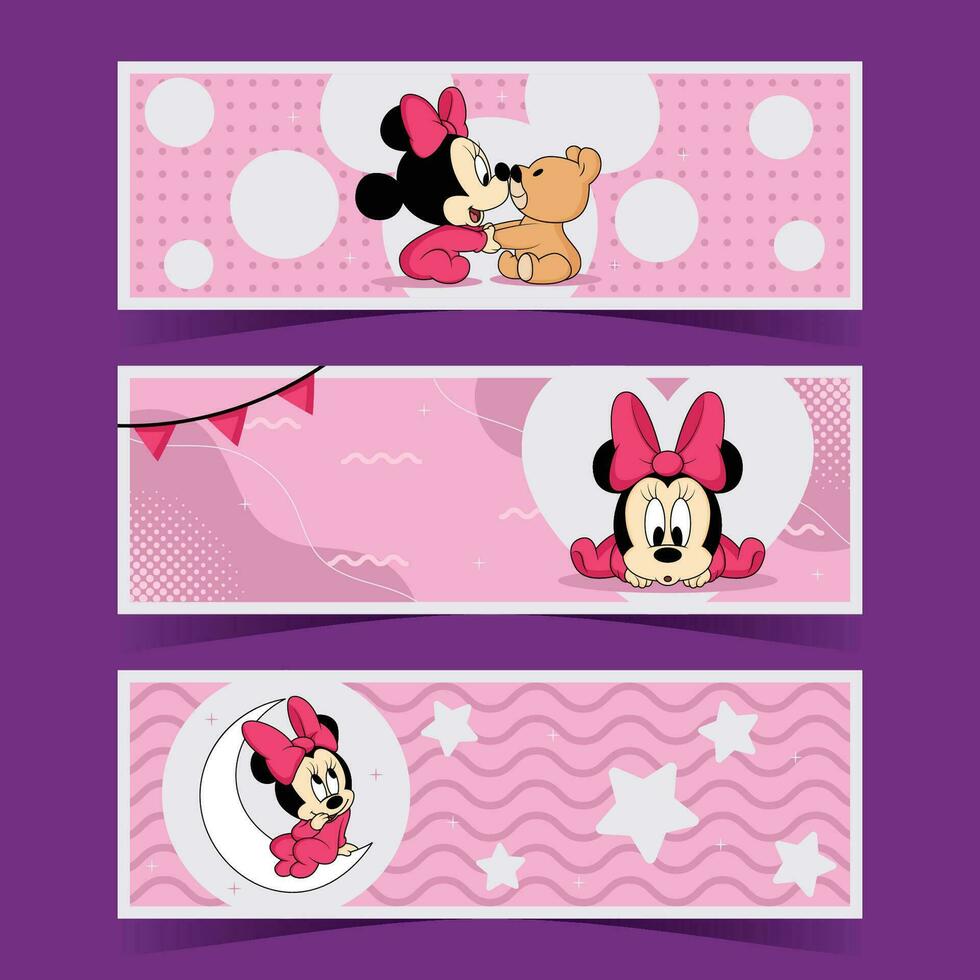 Cute Mouse Character Horizontal Banner vector