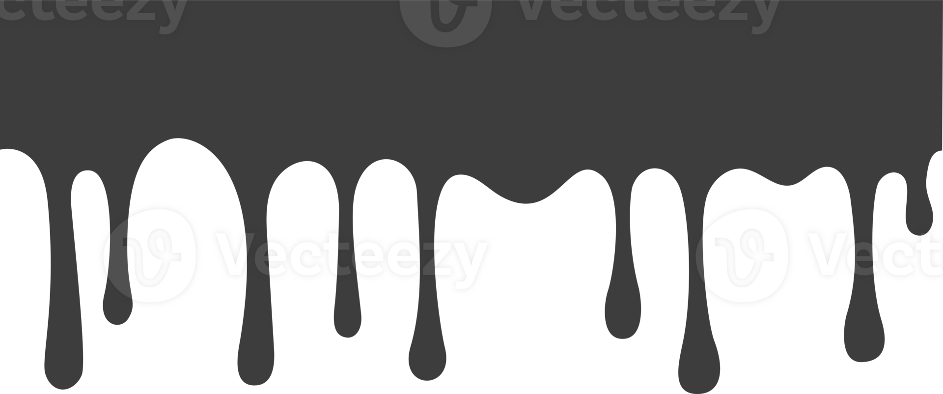 Melted drips shape. Drop flow of black liquid. Sauce chocolate ink splashes png
