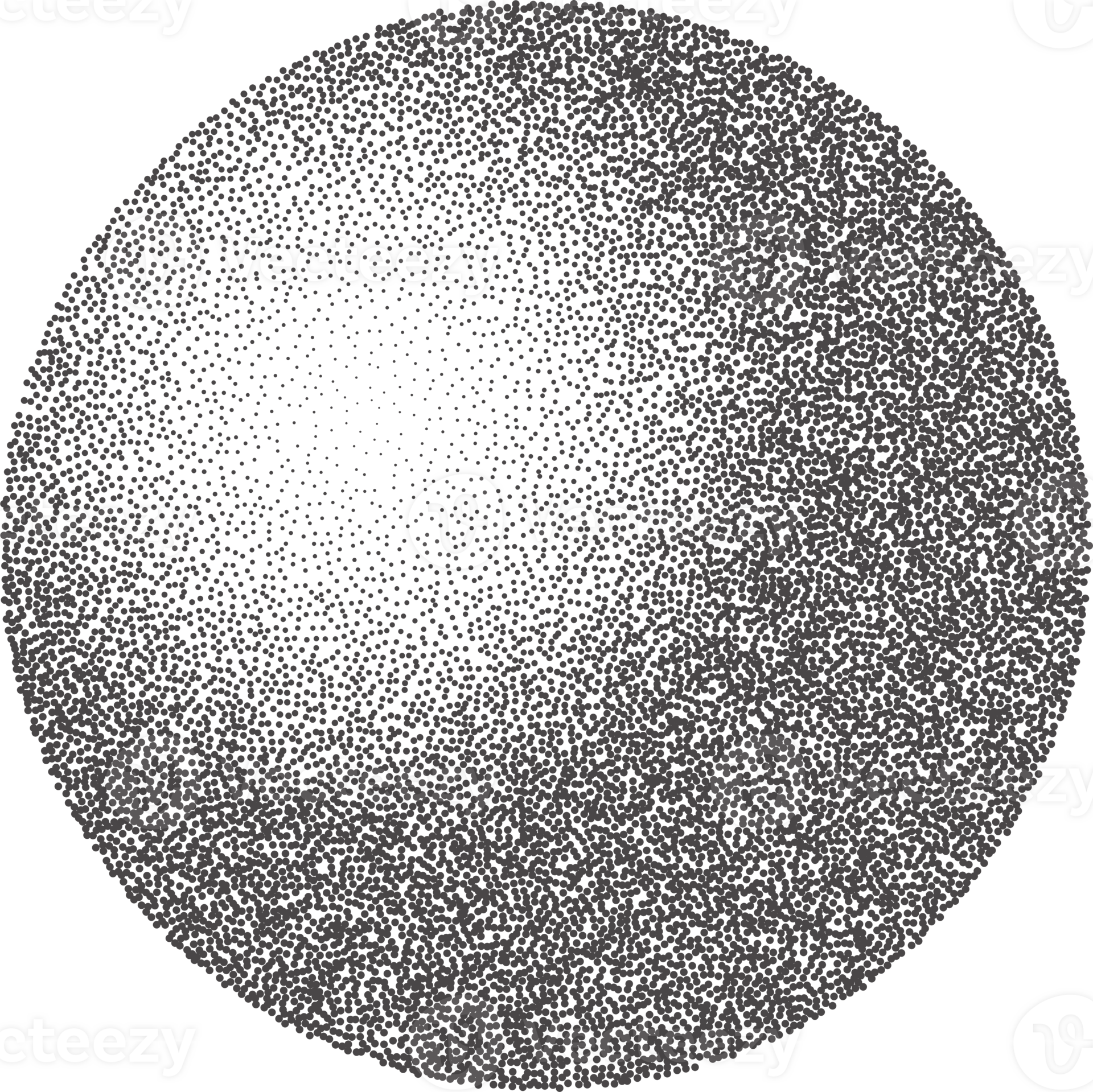 Grainy circle with noise dotted texture. Gradient ball with shadow