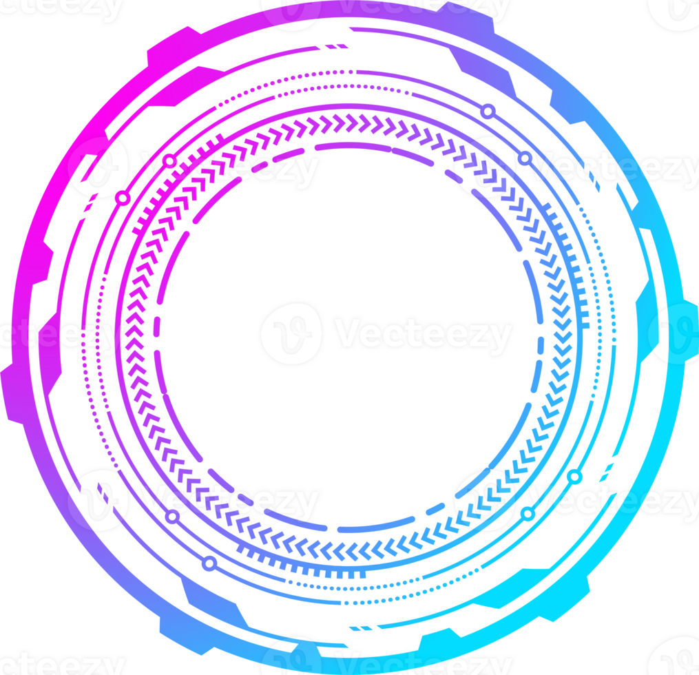 HUD futuristic element. Abstract optical neon aim. Circle geometric shape for virtual interface and games. Camera viewfinder for sniper weapon png