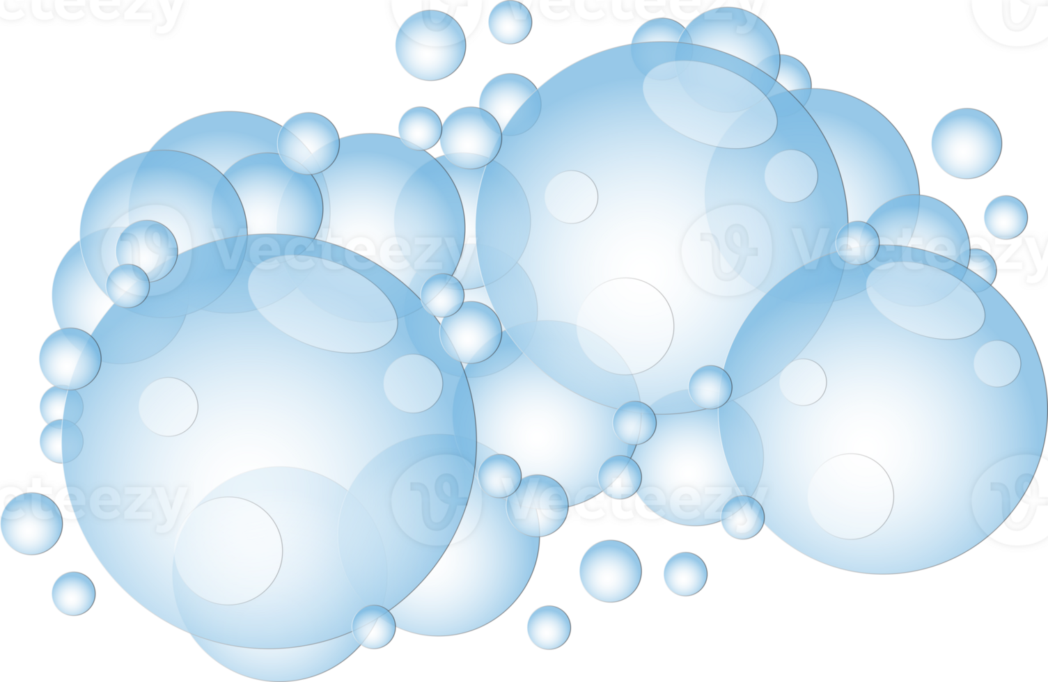 Cartoon soap foam with bubbles. Light blue suds of bath, shampoo, shaving, mousse. png