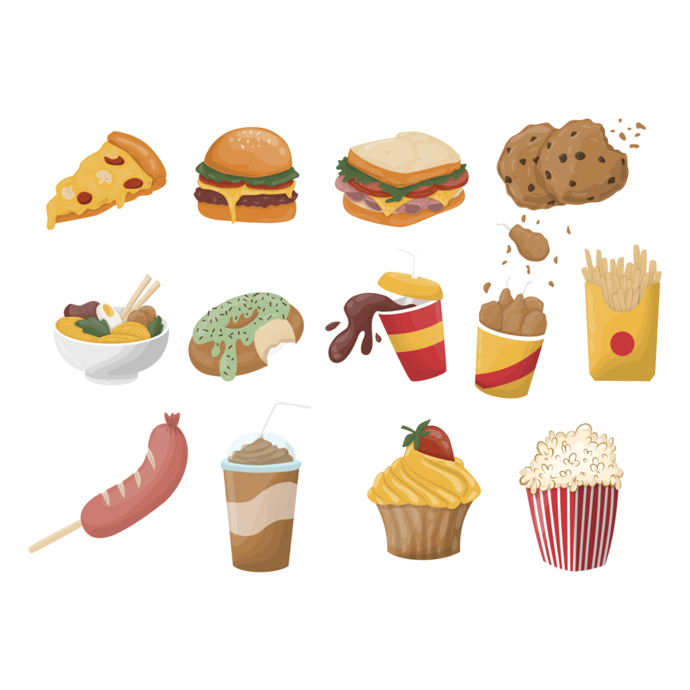 Set collection of fast food Illustration png