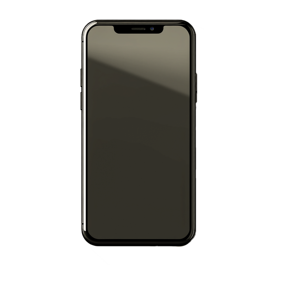 Black cellphone screen mockup transparent png