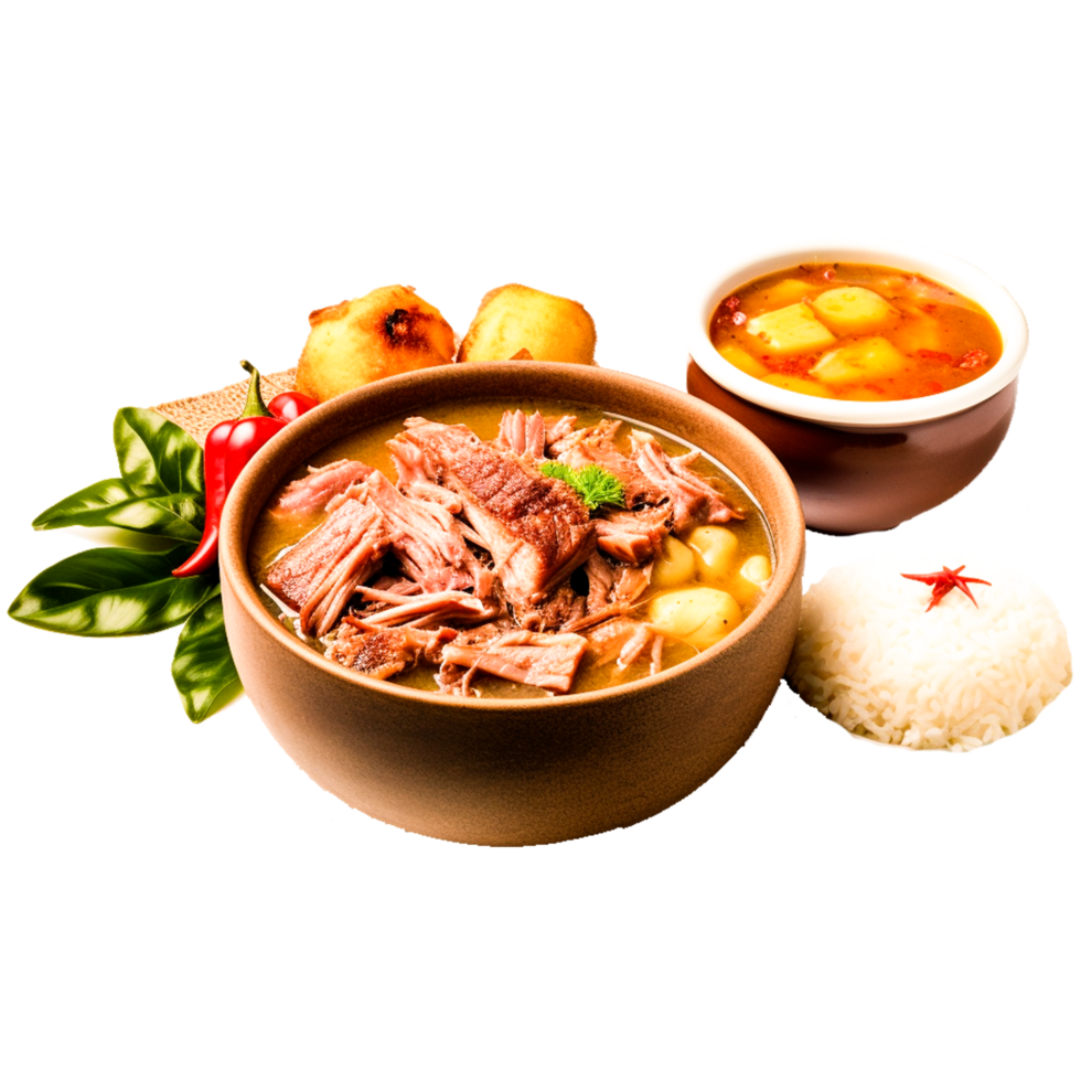 tigela do sopa, carne macarrão sopa tom yum laksa camarão sopa lomi generativo ai png