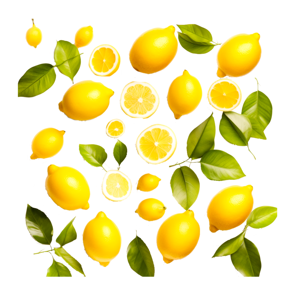 limão com folhas isolado em alfa camada generativo ai png