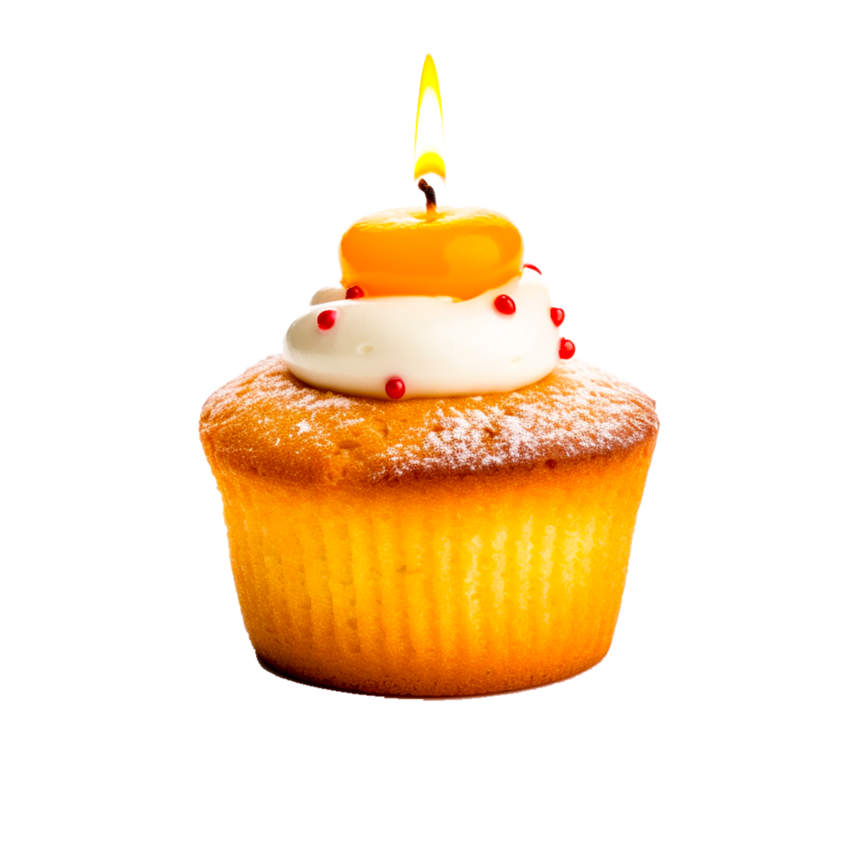 Cupcake Muffin Buttercream, Cakes and candles Generative Ai png
