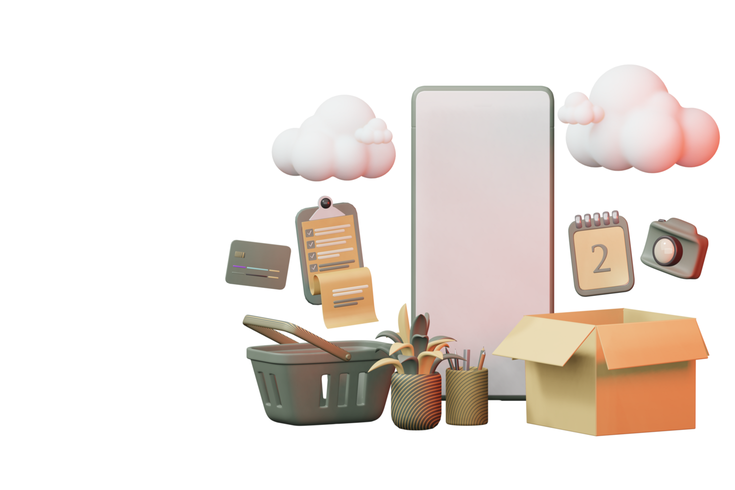 online shopping business mockup illustration 3d rendering png