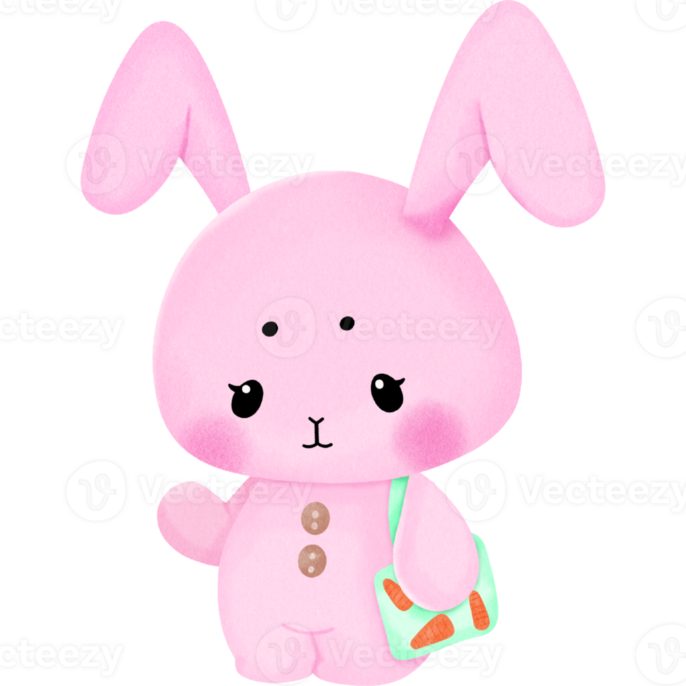 Lovely pink rabbit and carrot bag 25028362 PNG