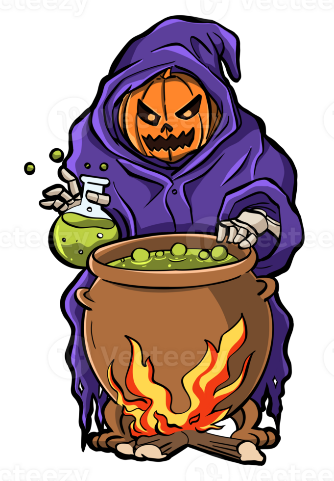 jack o lantern halloween poison pot png