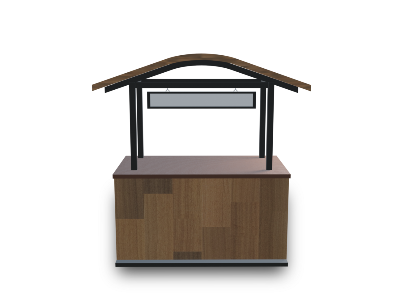 coffee shop kiosk wood texture 3d illustration front view png