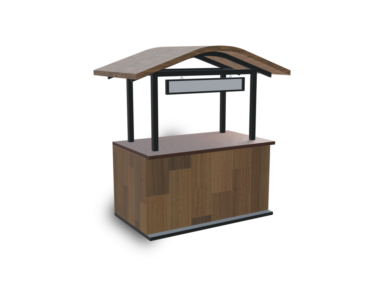 coffee shop kiosk wood texture 3d illustration left view png