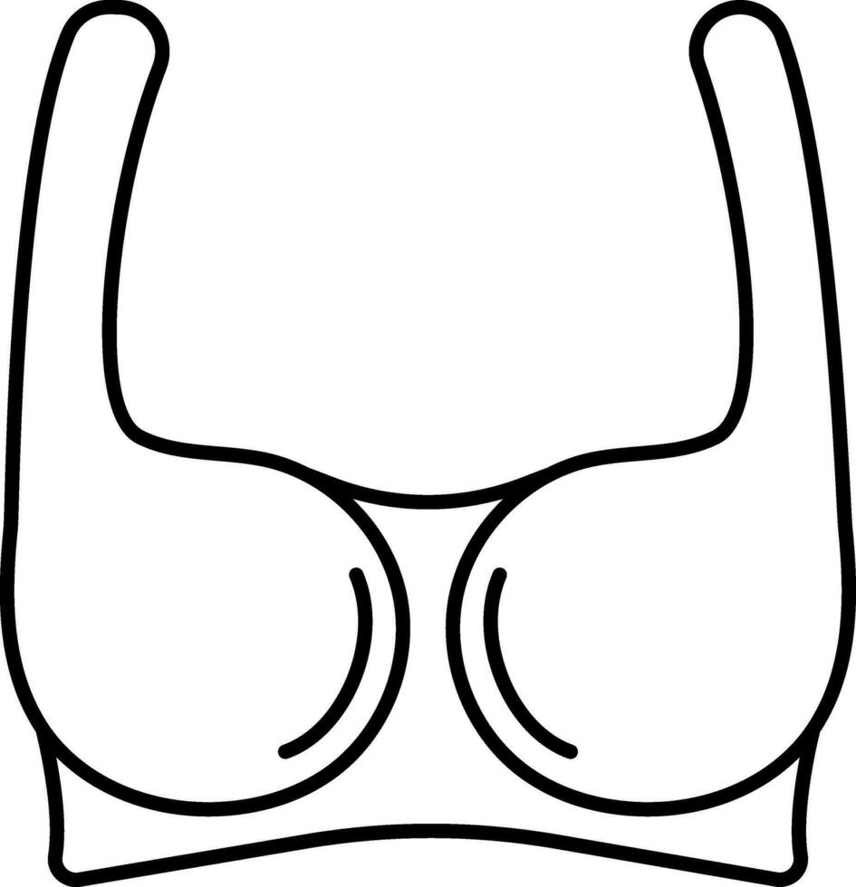 Black Outline Sports Bra Icon in Flat Style. vector