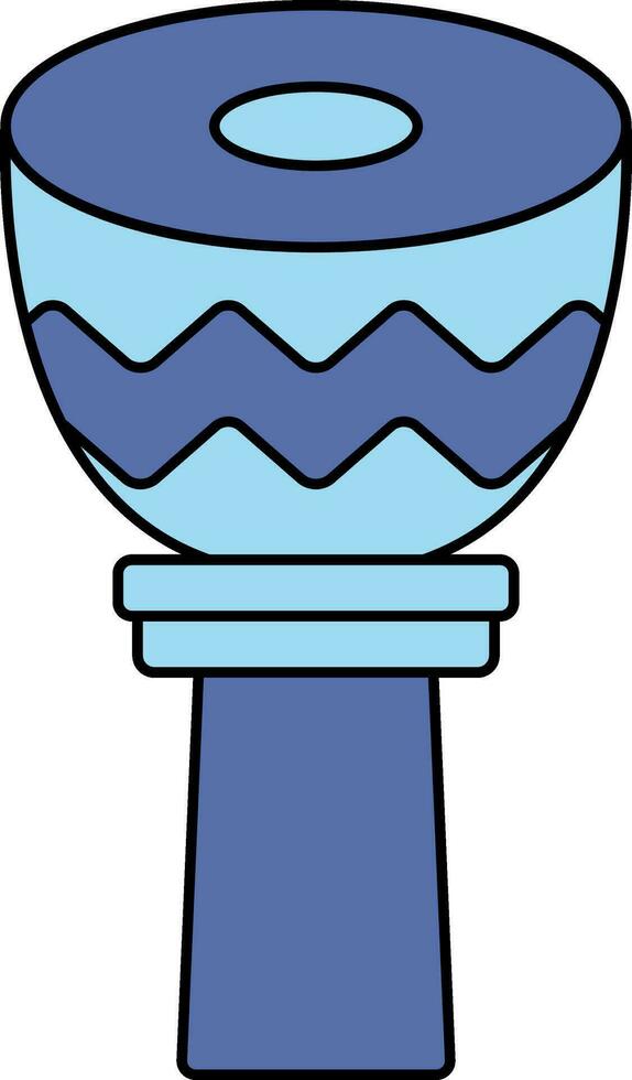 Vector Illustration of Djembe Drum In Blue Color.