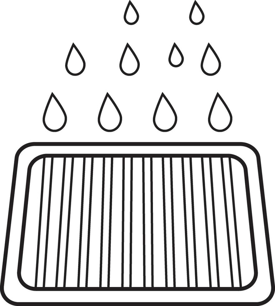 Black line art drain with drop. vector