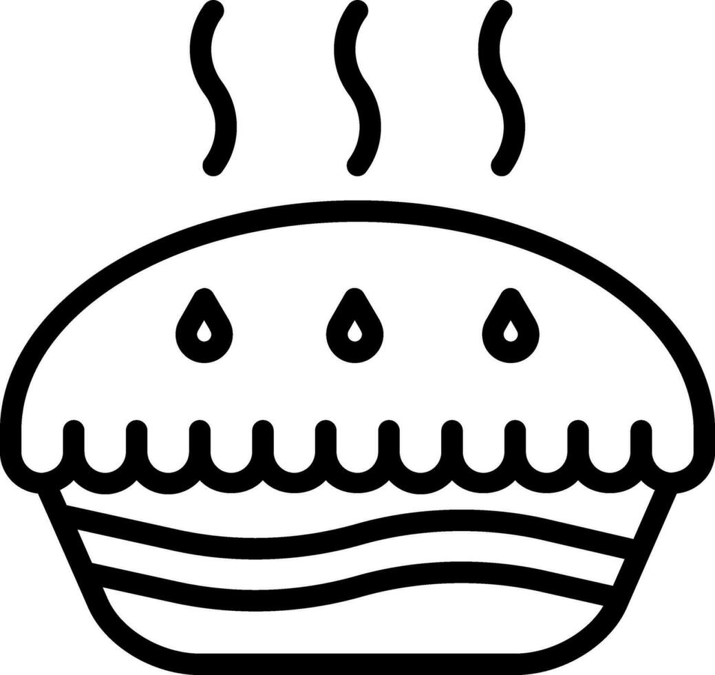 Hot Pie Cake icon in black outline. vector