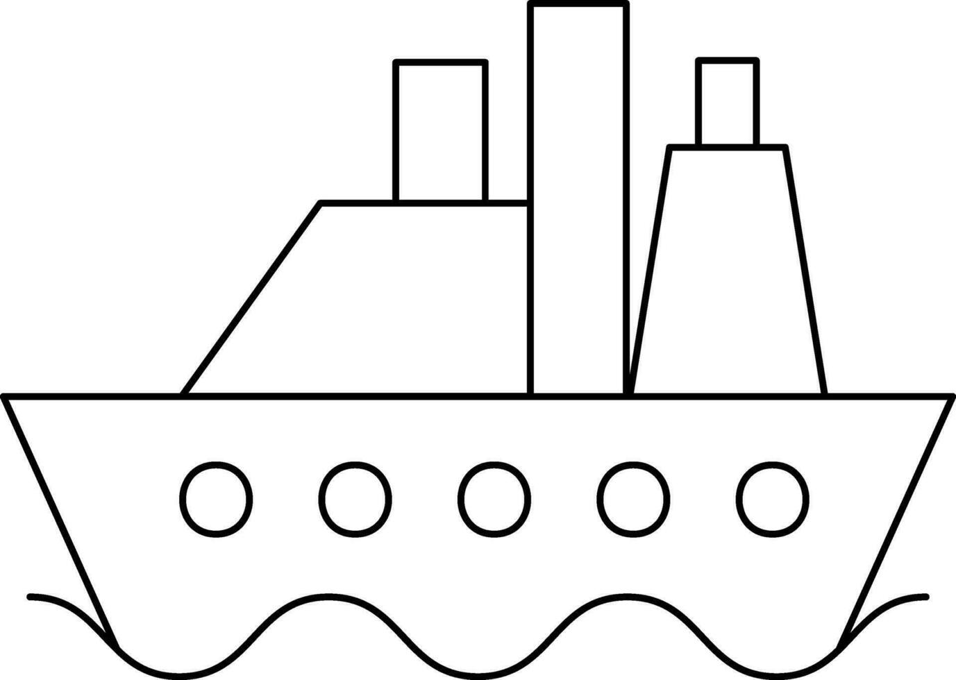 Black Line Art Illustration of Ship Icon. vector