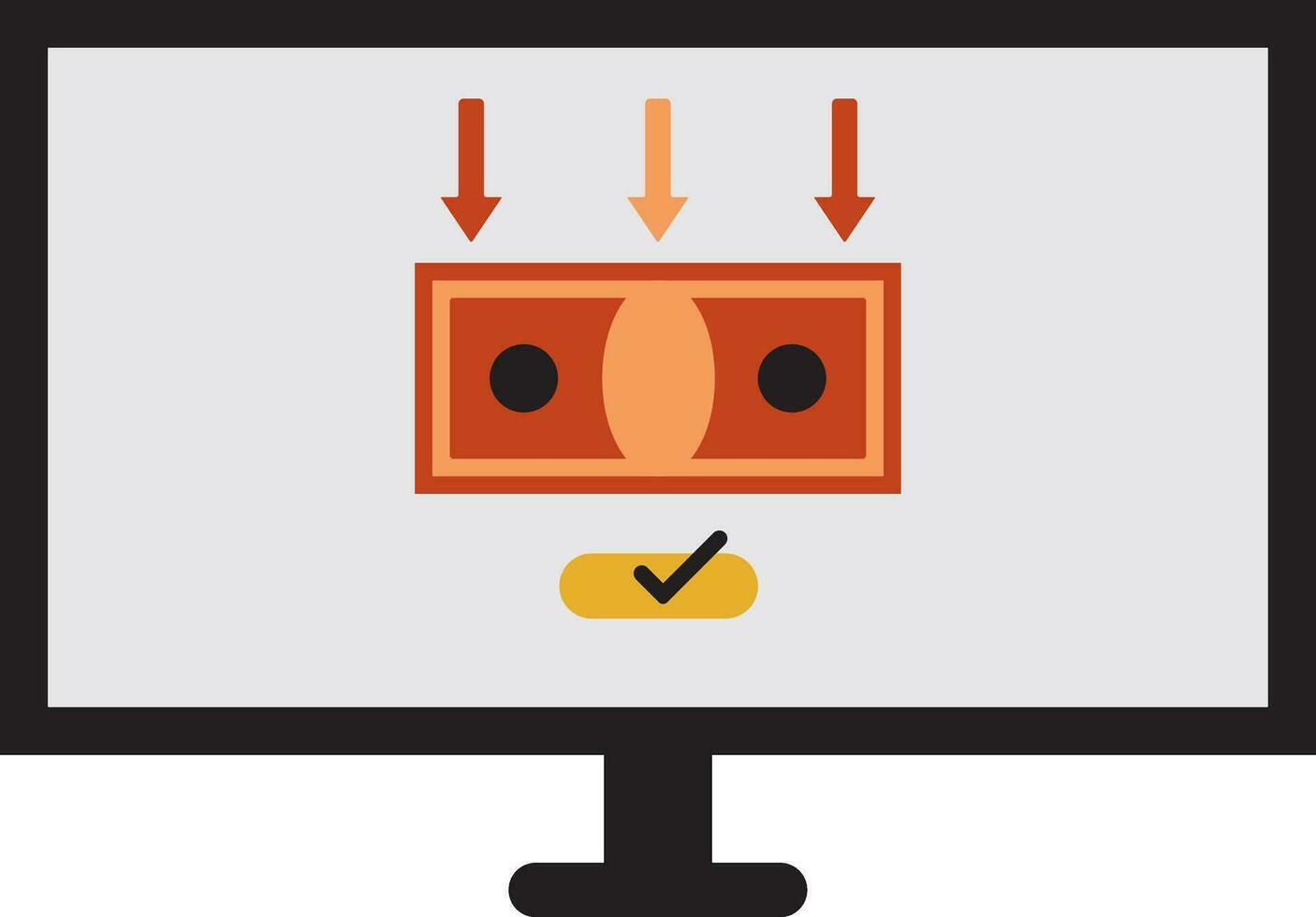 Money in desktop screen for online payment. vector