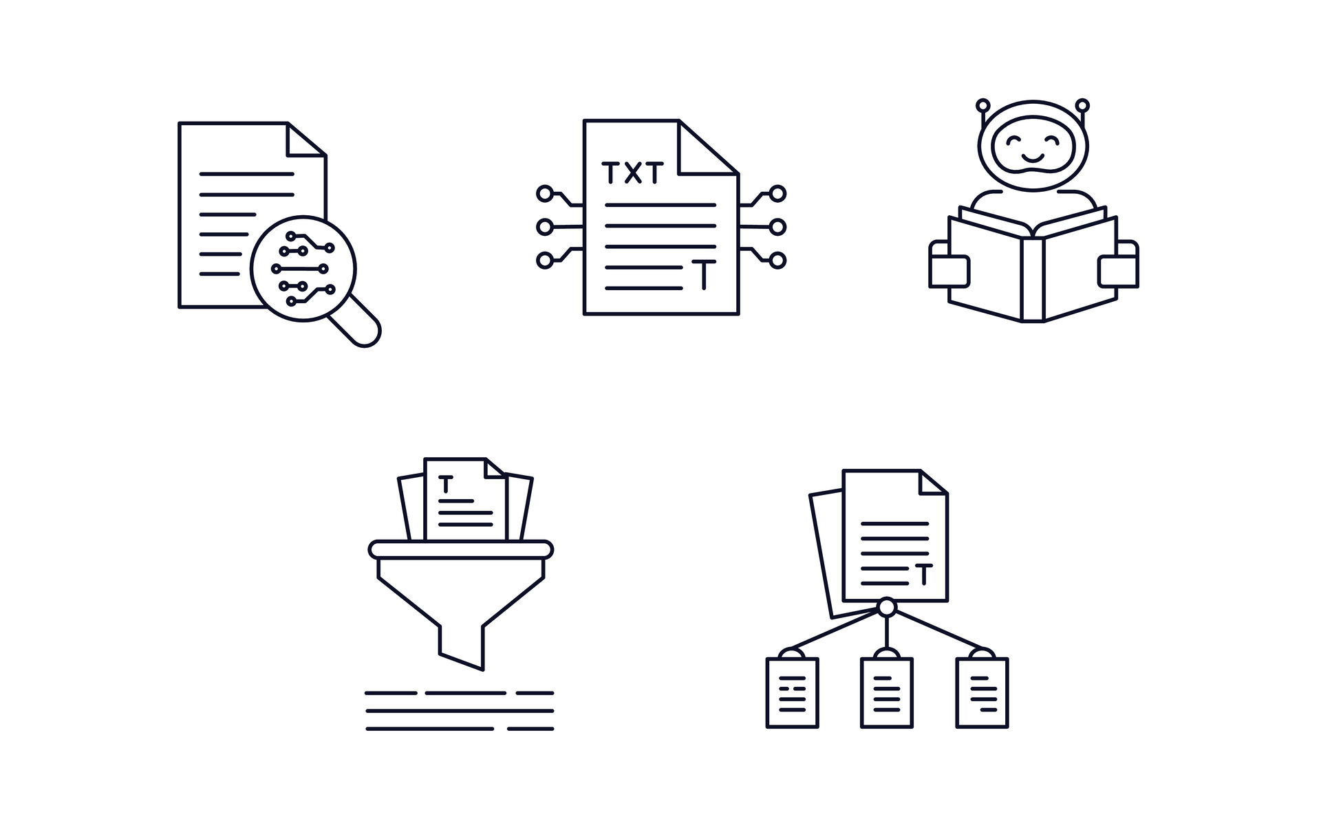 Text mining icon data extraction icon information retrieval icon
