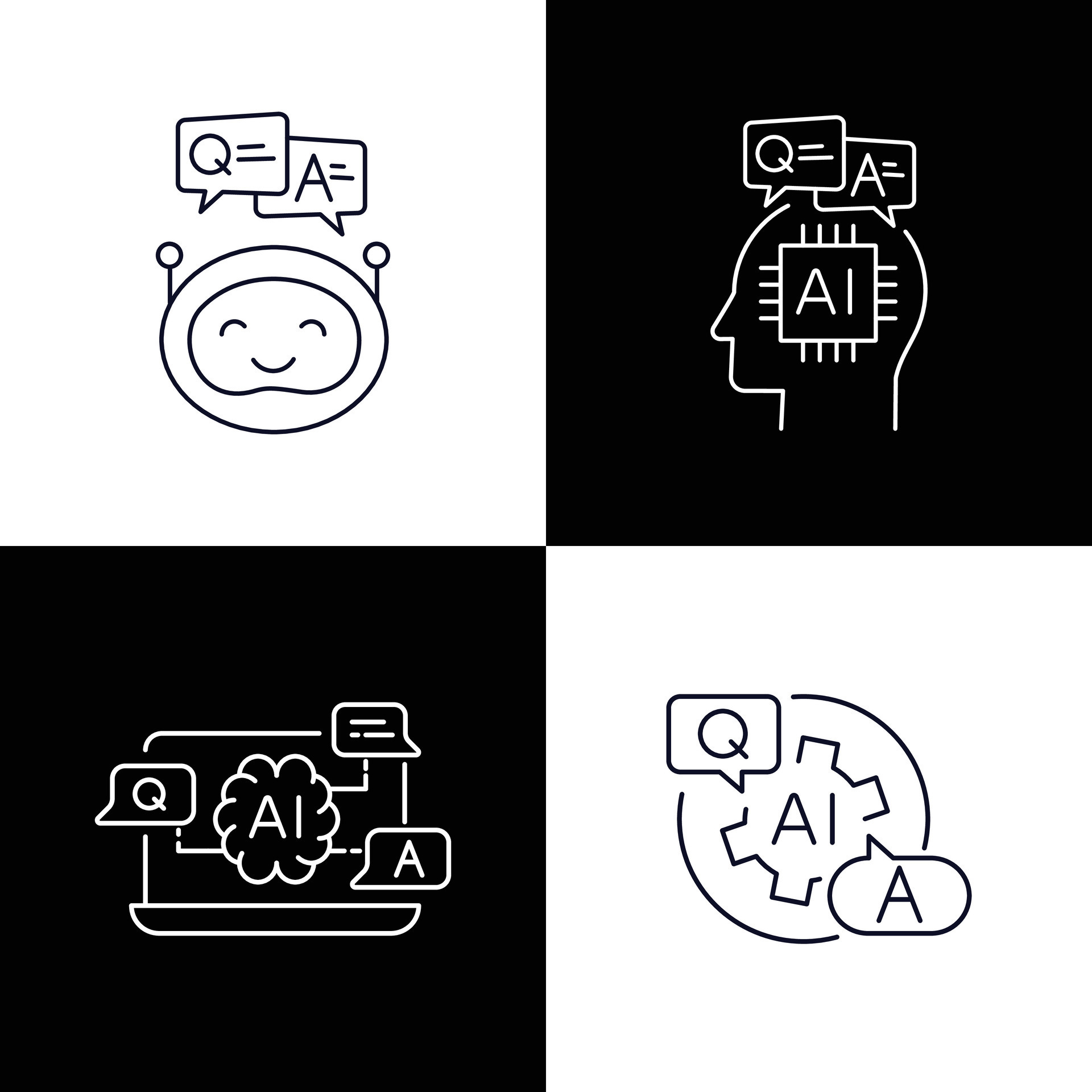Ai icons ai question answering q and a with ai icons question