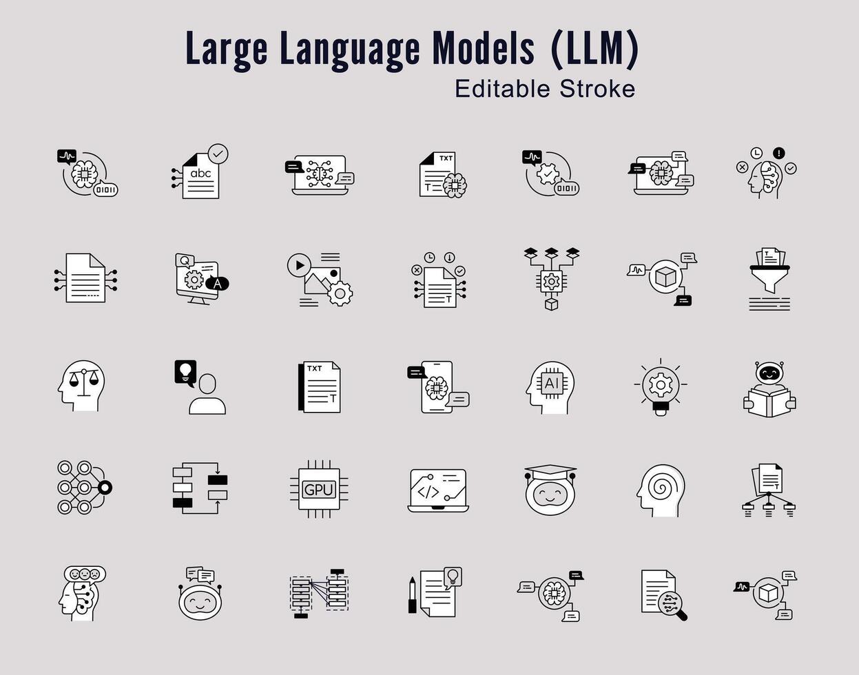 Language Model Icons LLM Icons NLP Artificial Intelligence Icons language-model-icons-llm-icons-nlp-artificial-intelligence-icons
