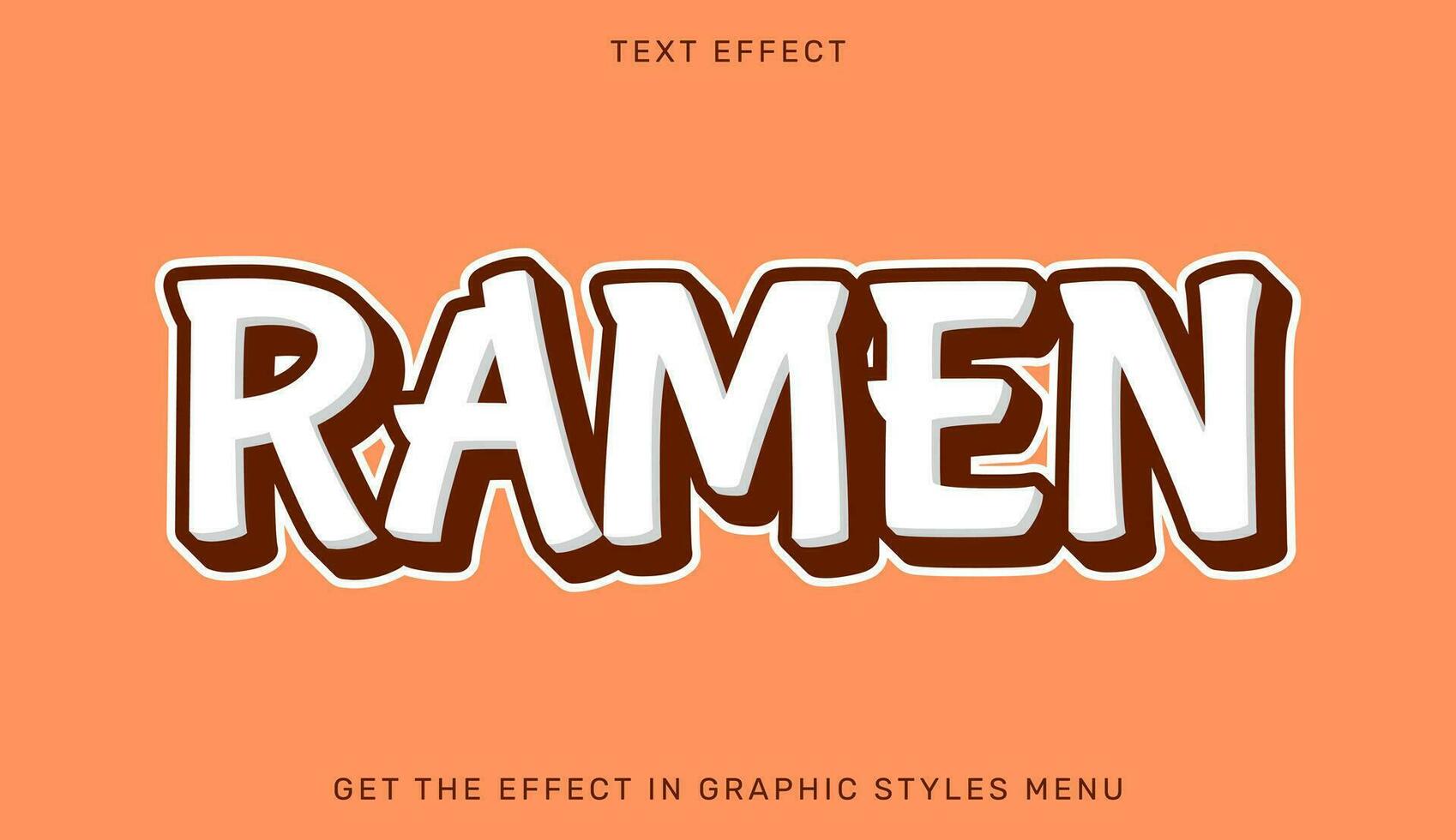 Ramen editable text effect in 3d style. Text emblem for advertising, branding, business logo vector