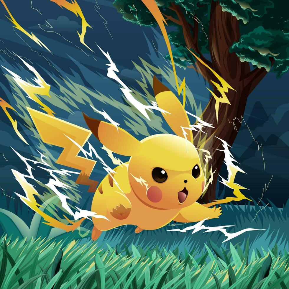 Angry Yellow Mouse With Lightning Concept vector