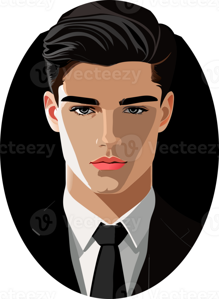 Portrait of a handsome young man in a black suit. png