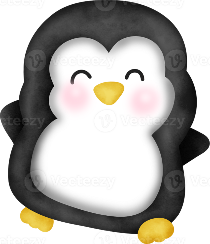 Watercolor christmas  penguin. png