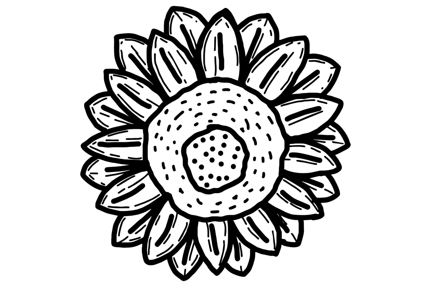 Coloring of Spring Flower Illustration - Sunflower png