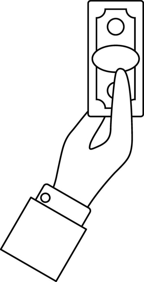 Hand holding money for payment. vector