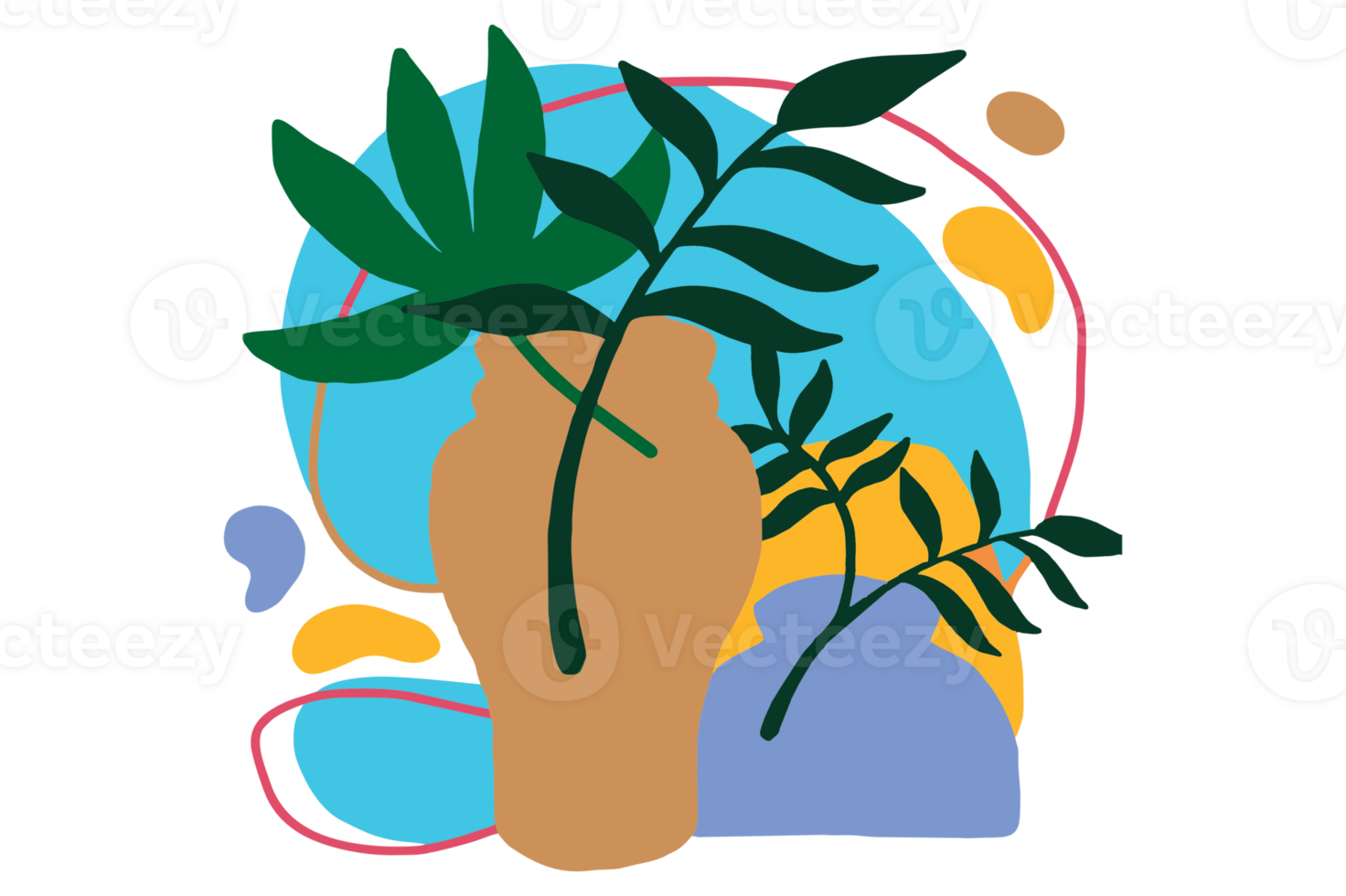 Flat Botanical Wall Element Design png