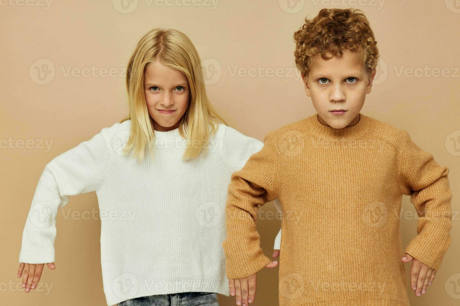 Photo of two children gesticulate with their hands together Lifestyle