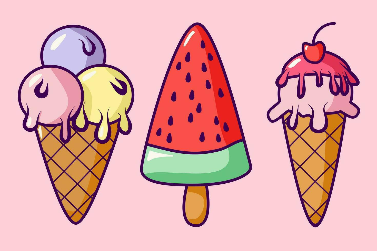 Ice cream set. Vector illustration.