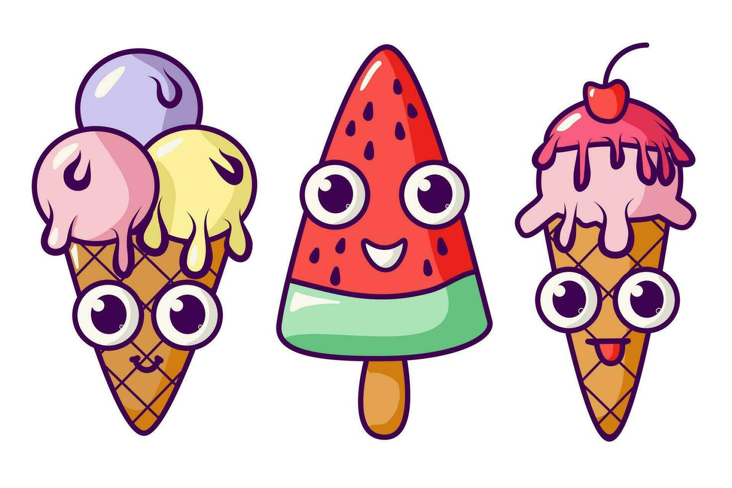 cartoon ice cream set vector