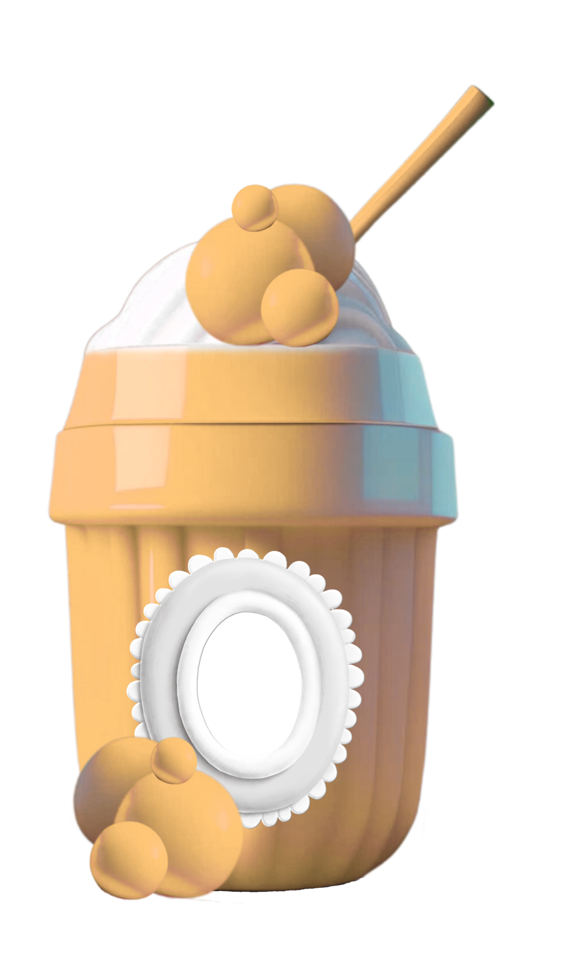 Cute Ice Cream Parlor Milkshake with Frame AI Generated 25034156 PNG