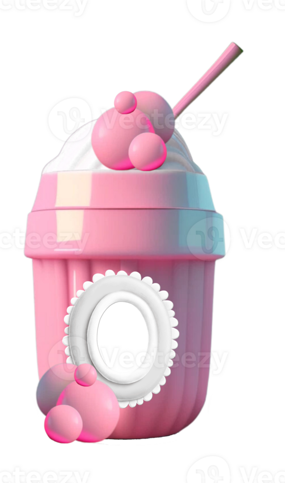 Cute Ice Cream Parlor Milkshake with Frame AI Generated png