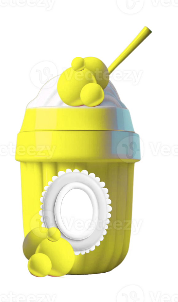 Cute Ice Cream Parlor Milkshake with Frame AI Generated png