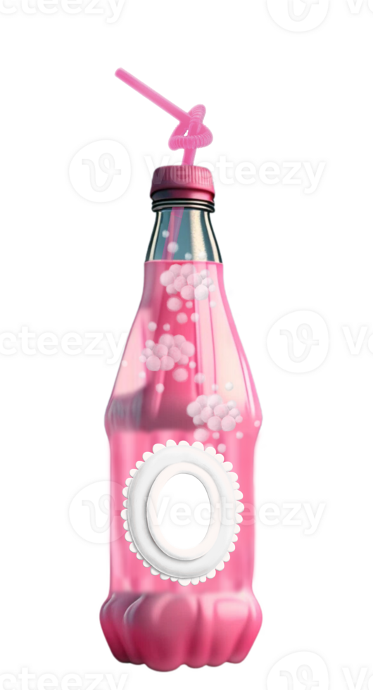 Cute Ice Cream Parlor Soda Bottle with Frame AI Generated png