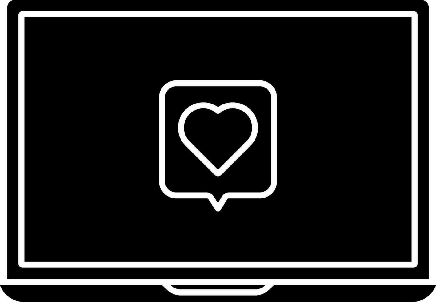 Love Or Favorite Message In Laptop Icon. vector